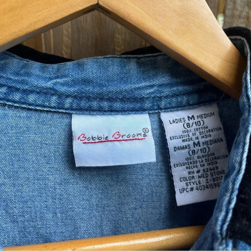 Vintage Bobbie Brooks Blue Denim Shirt with Festive Bear Embroidery - Picture 4 of 5